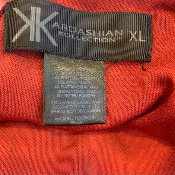 Kardashian Kollection Neck Pleating Dress Size XL Wine Colored - Picture 9 of 9